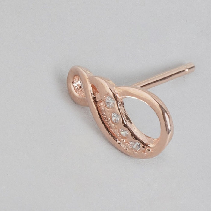 Radiant Cubic Zirconia Rose Gold-Plated 925 Sterling Silver Earrings