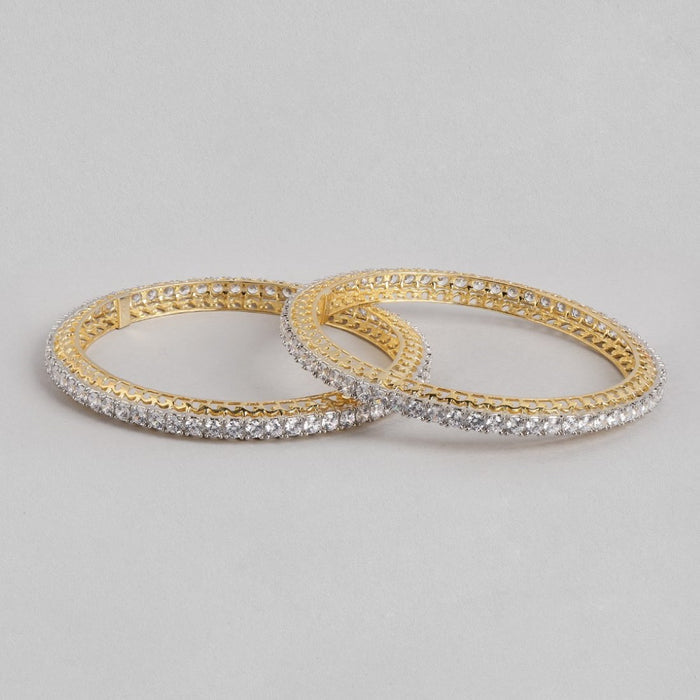 Radiant CZ Elegance: Gold-Plated 925 Sterling Silver Women's Bangle