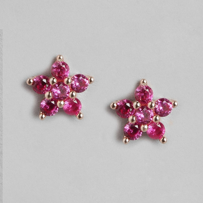 Radiant CZ Rose Gold Plated 925 Sterling Silver Stud Earrings