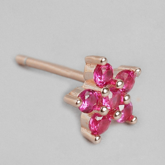 Radiant CZ Rose Gold Plated 925 Sterling Silver Stud Earrings