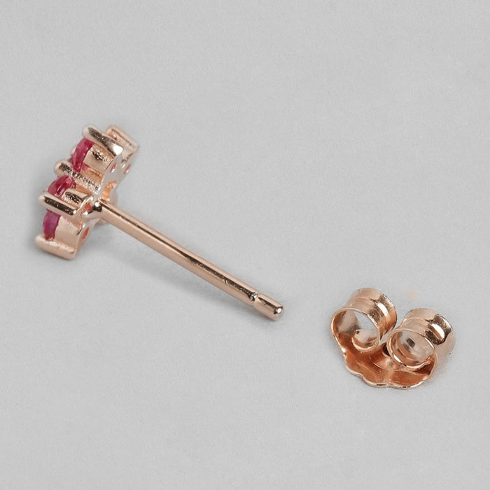 Radiant CZ Rose Gold Plated 925 Sterling Silver Stud Earrings