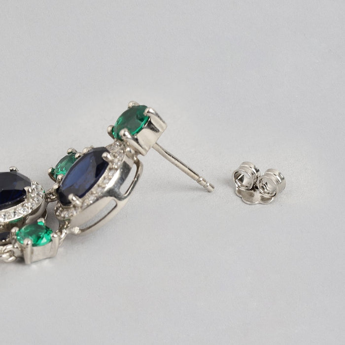 Radiant CZ Starfall Rhodium-Plated 925 Sterling Silver Drop Earrings