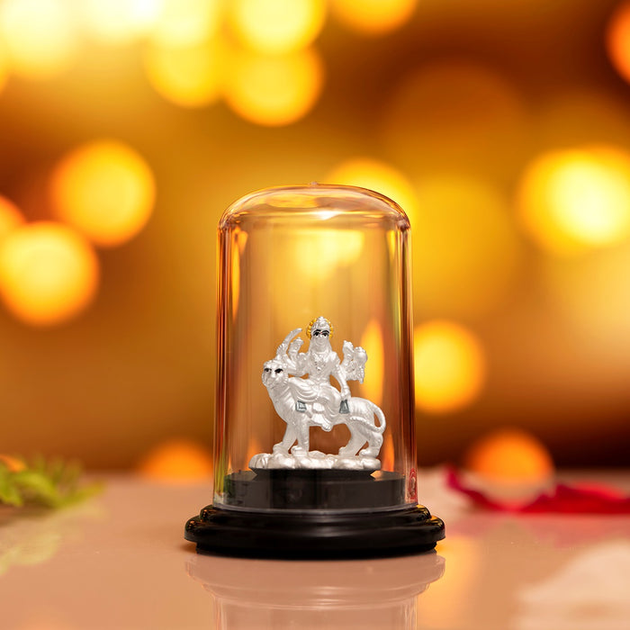 Radiant Devotion Rhodium-Plated 999 Silver Shera Wali Mata Idol