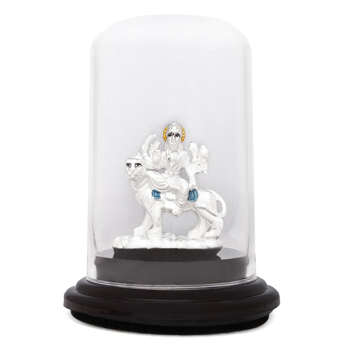 Radiant Devotion Rhodium-Plated 999 Silver Shera Wali Mata Idol