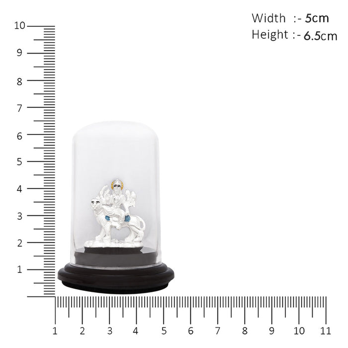 Radiant Devotion Rhodium-Plated 999 Silver Shera Wali Mata Idol