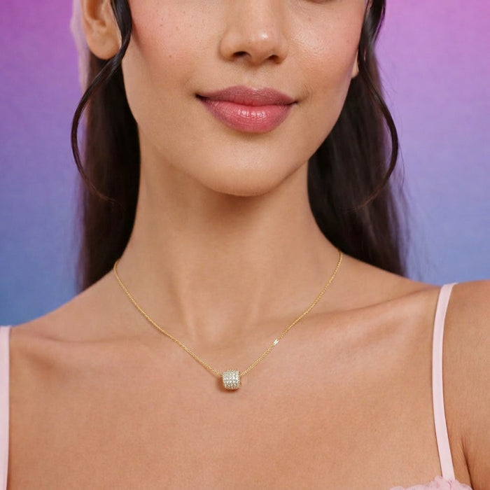 Radiant Dome Gold Plated 925 Silver Necklace