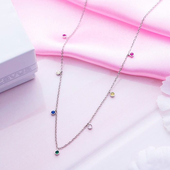 Radiant Droplets Rhodium-Plated 925 Sterling Silver Necklace