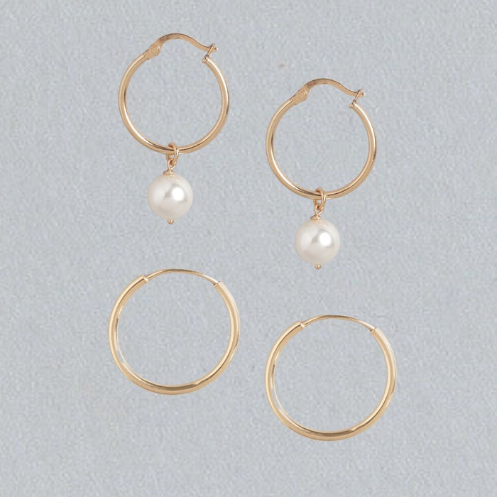 Radiant Duo 925 Sterling Silver Rose Gold-Plated Double Hoop Earrings Set