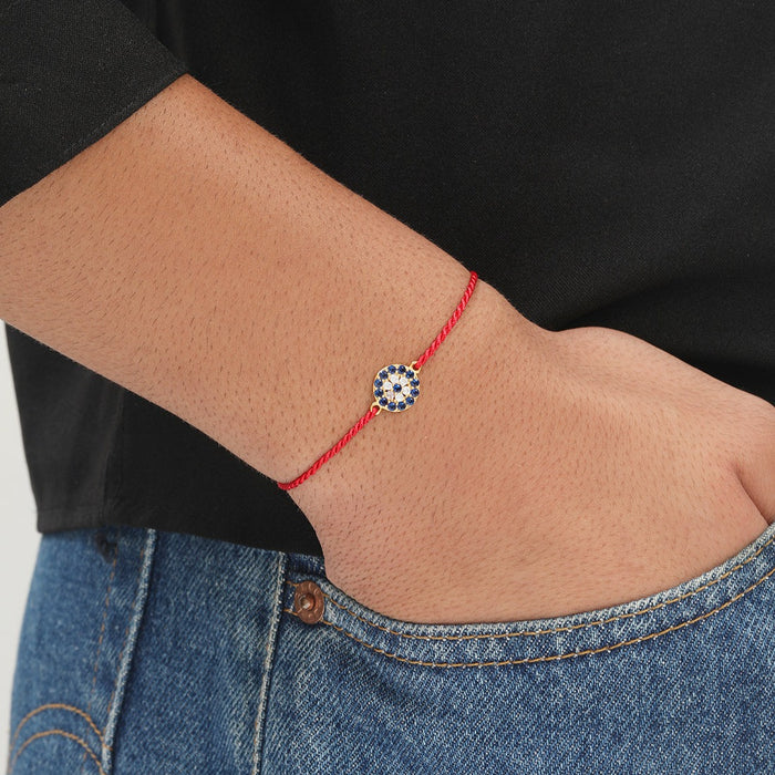 Radiant Elegance CZ Gold Plated Silver Thread Rakhi