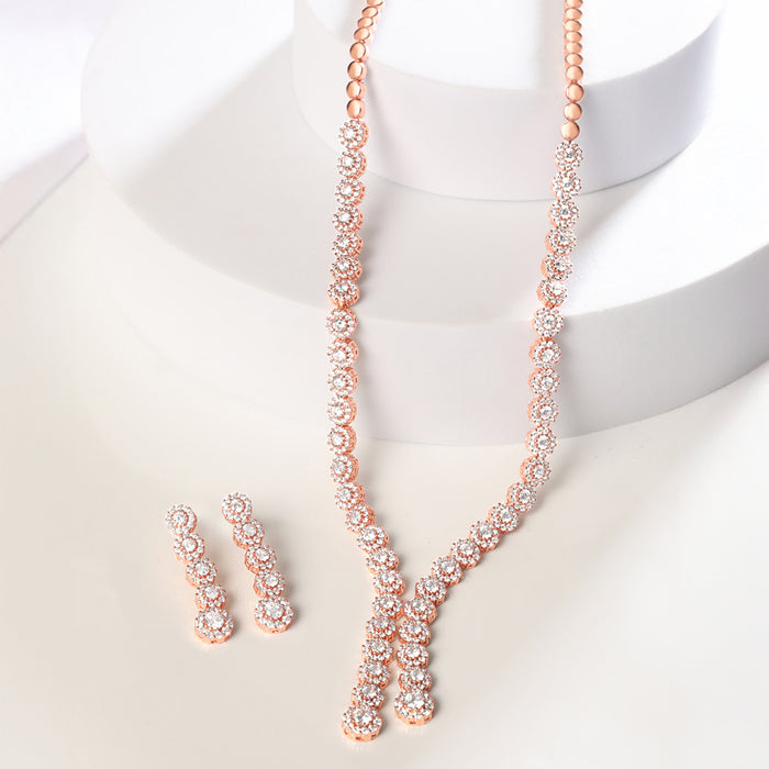 Radiant Elegance Rose Gold Plated 925 Sterling Silver Jewellery Set