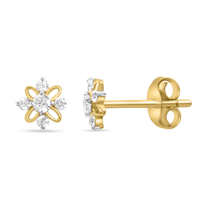 Radiant Floral Gold Earrings with Lab-Grown Diamonds