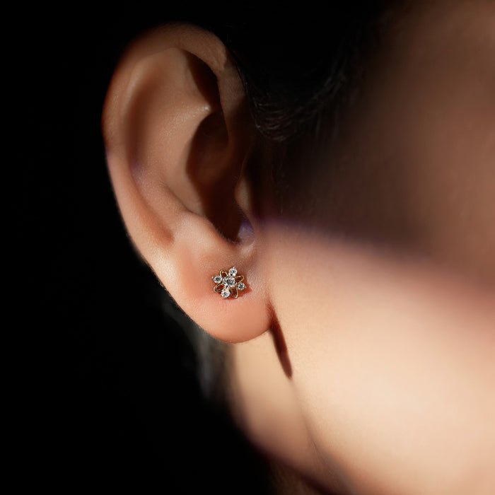 Radiant Floral Gold Earrings with Lab-Grown Diamonds