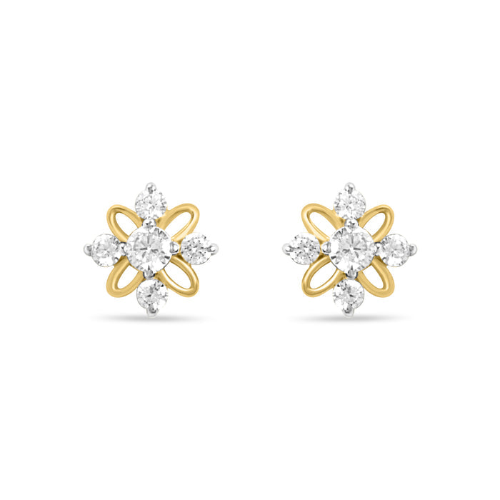 Radiant Floral Gold Earrings with Lab-Grown Diamonds
