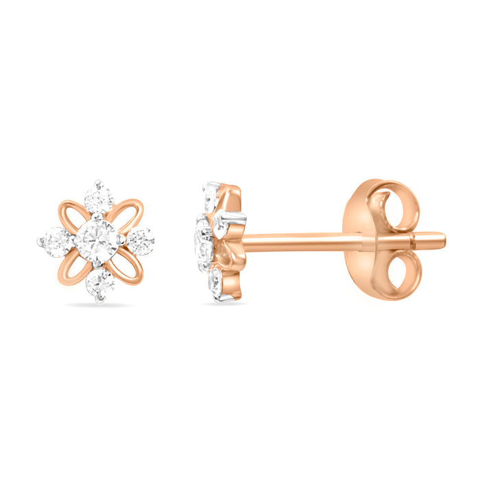 Radiant Floral Gold Earrings with Lab-Grown Diamonds