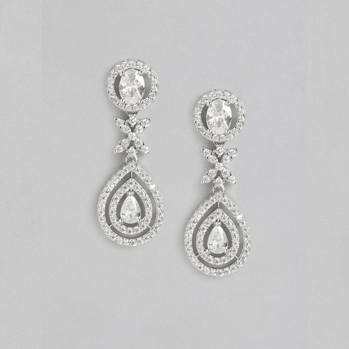 Radiant Frost Rhodium Plated 925 Sterling Silver Drop Earrings