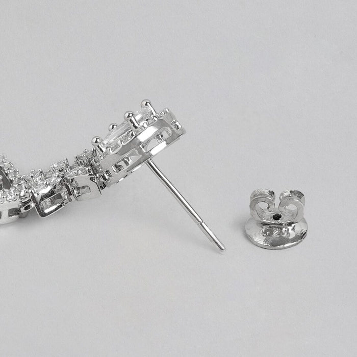 Radiant Frost Rhodium Plated 925 Sterling Silver Drop Earrings