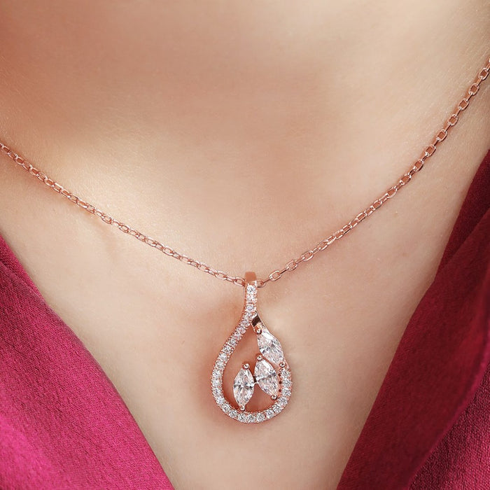 Radiant Fusion 925 Sterling Silver Rose Gold-Plated Abstract Necklace