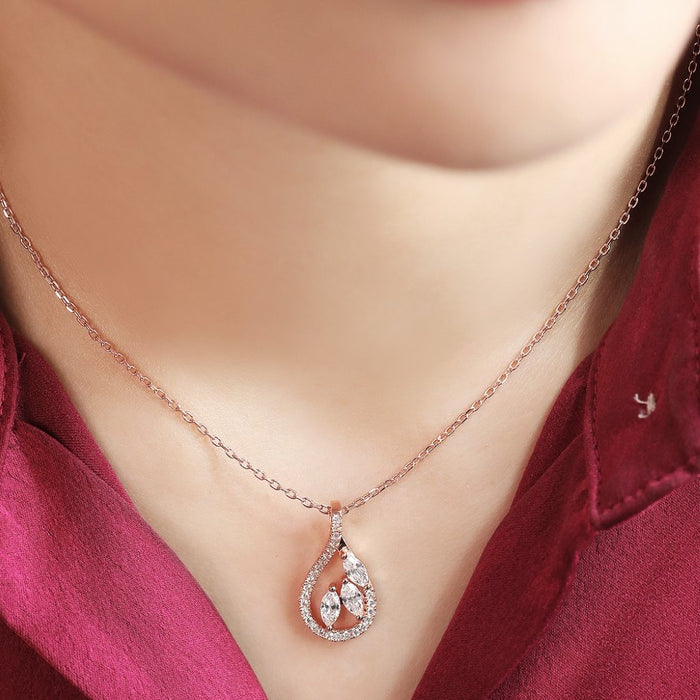 Radiant Fusion 925 Sterling Silver Rose Gold-Plated Abstract Necklace
