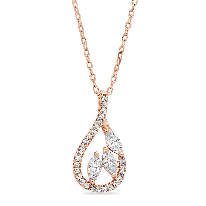 Radiant Fusion 925 Sterling Silver Rose Gold-Plated Abstract Necklace
