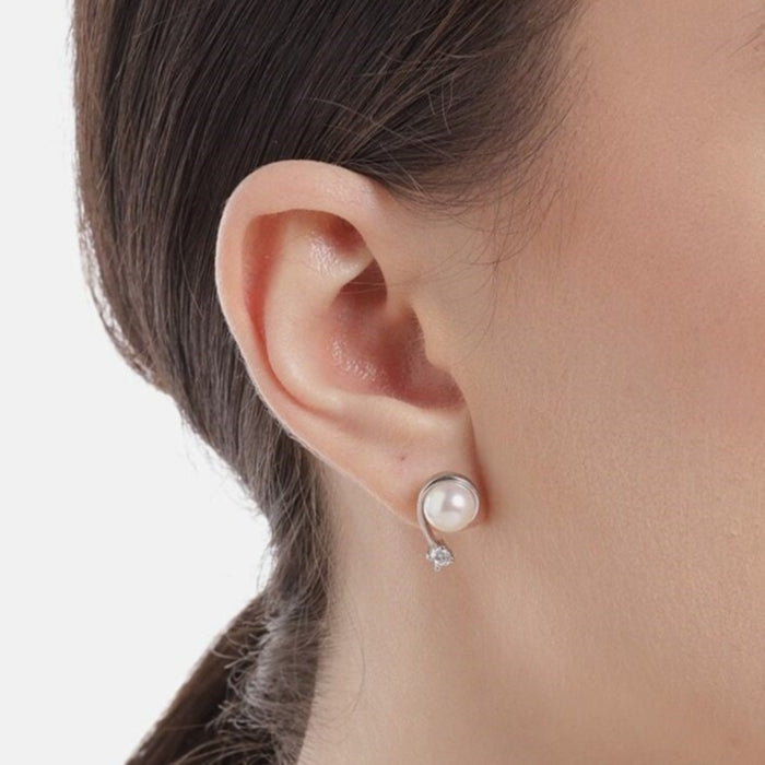 Radiant Fusion Rhodium Plated 925 Silver Stud Earrings