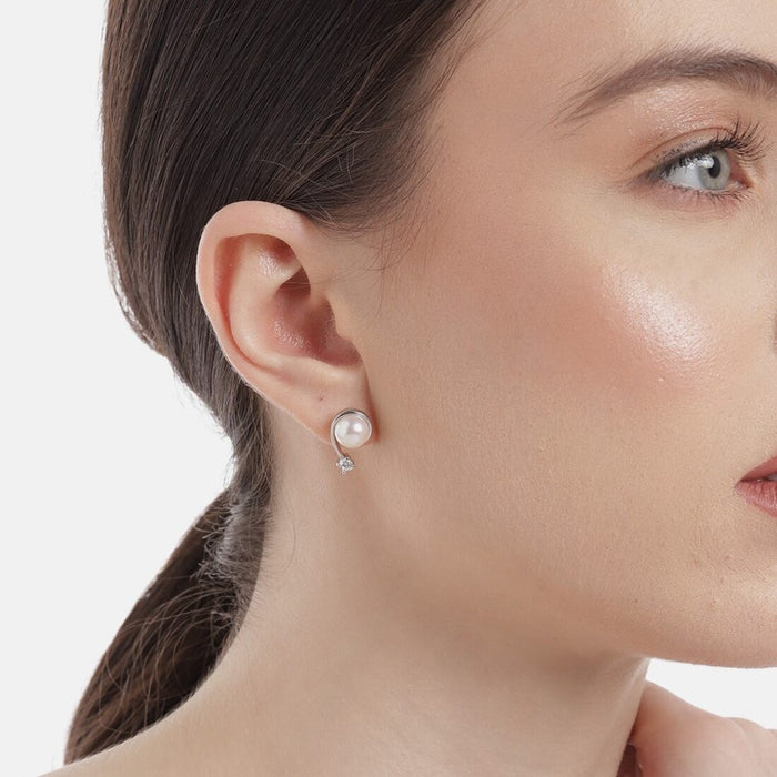 Radiant Fusion Rhodium Plated 925 Silver Stud Earrings