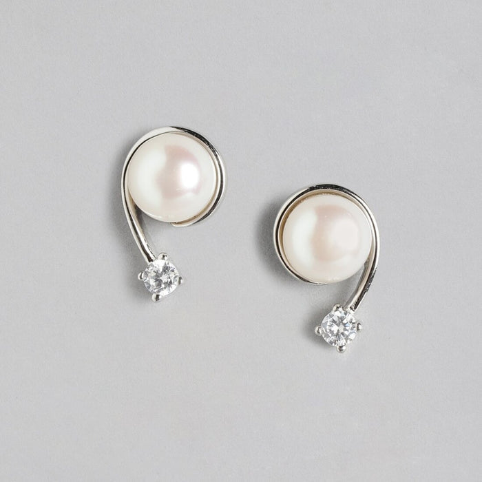 Radiant Fusion Rhodium Plated 925 Silver Stud Earrings