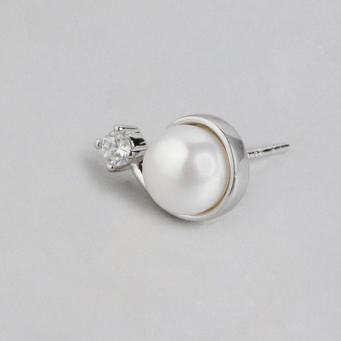 Radiant Fusion Rhodium Plated 925 Silver Stud Earrings