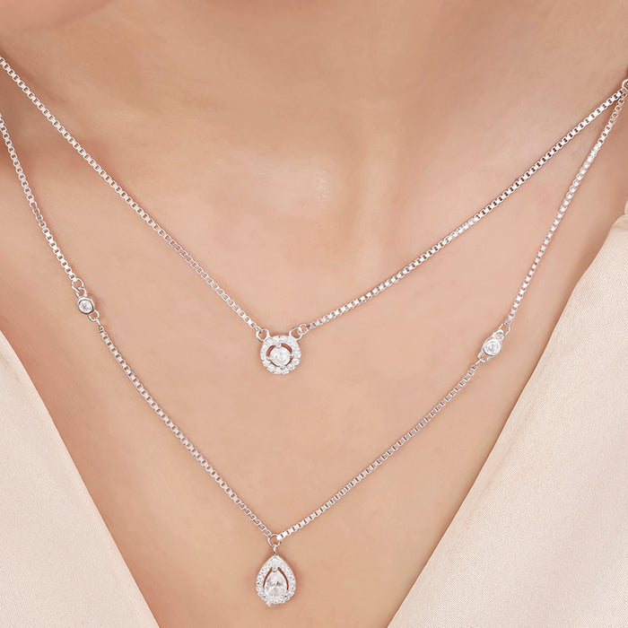 Radiant Fusion Rhodium Plated 925 Sterling Silver Layered Necklace