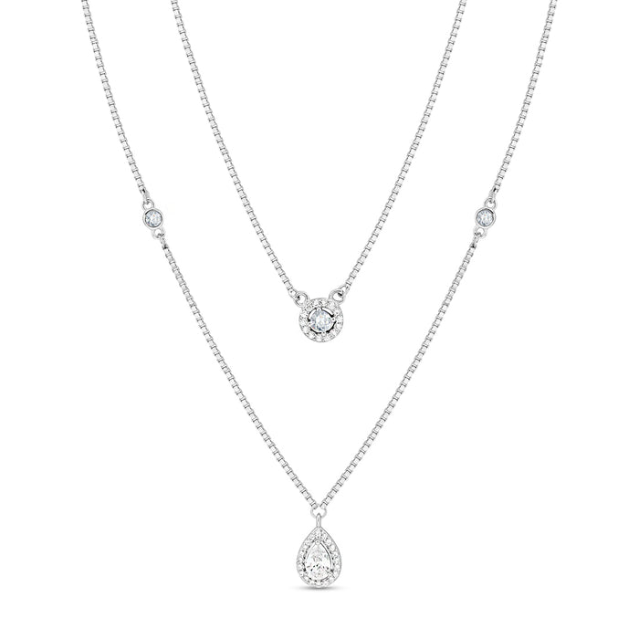 Radiant Fusion Rhodium Plated 925 Sterling Silver Layered Necklace