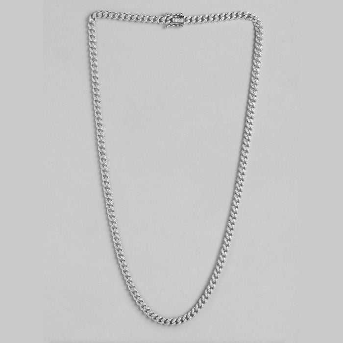 Radiant CZ studded 925 Sterling Silver chain necklace. Elegant men's jewellery gift for him. – Zavya