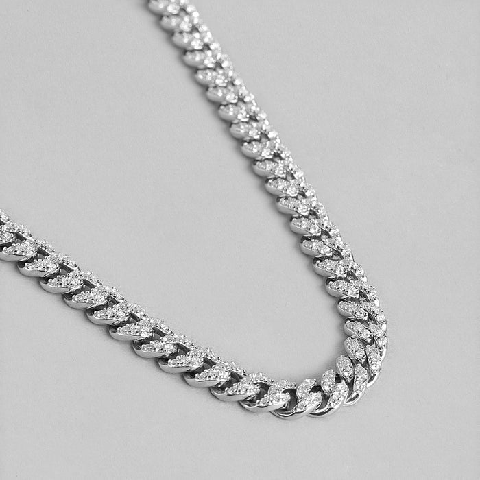 925 Sterling Silver chain necklace encrusted with sparkling CZ. Radiant men's jewelry gift for him – Zavya