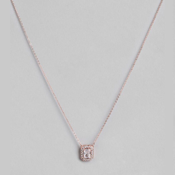 Radiant Geometry Rose Gold-Plated 925 Sterling Silver Rectangle Necklace Chain