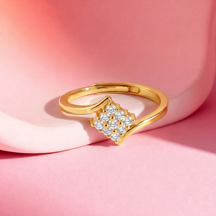 Radiant Glow CZ Gold Plated 925 Silver Womens Ring (Adjustable)