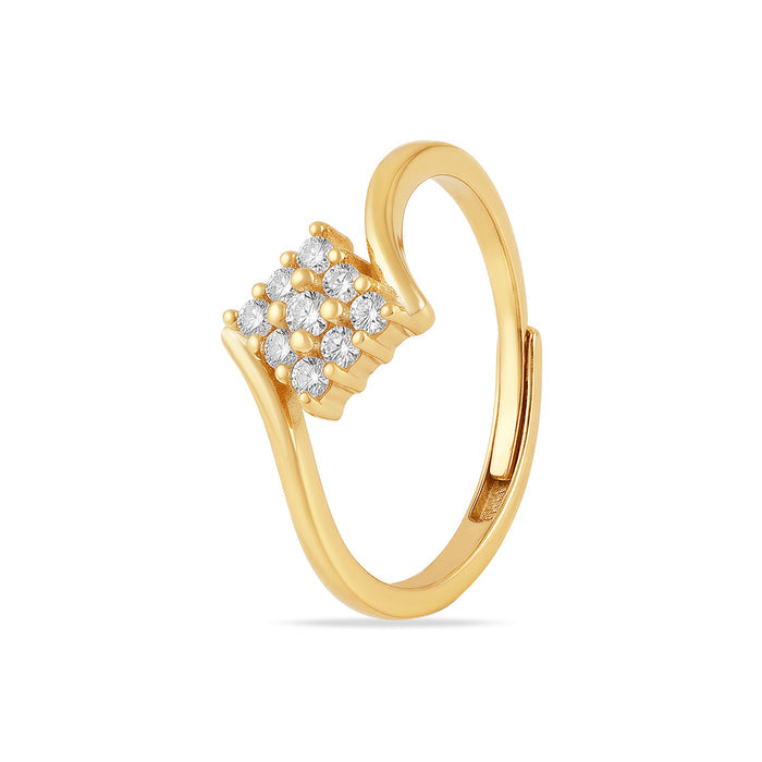 Radiant Glow CZ Gold Plated 925 Silver Womens Ring (Adjustable)