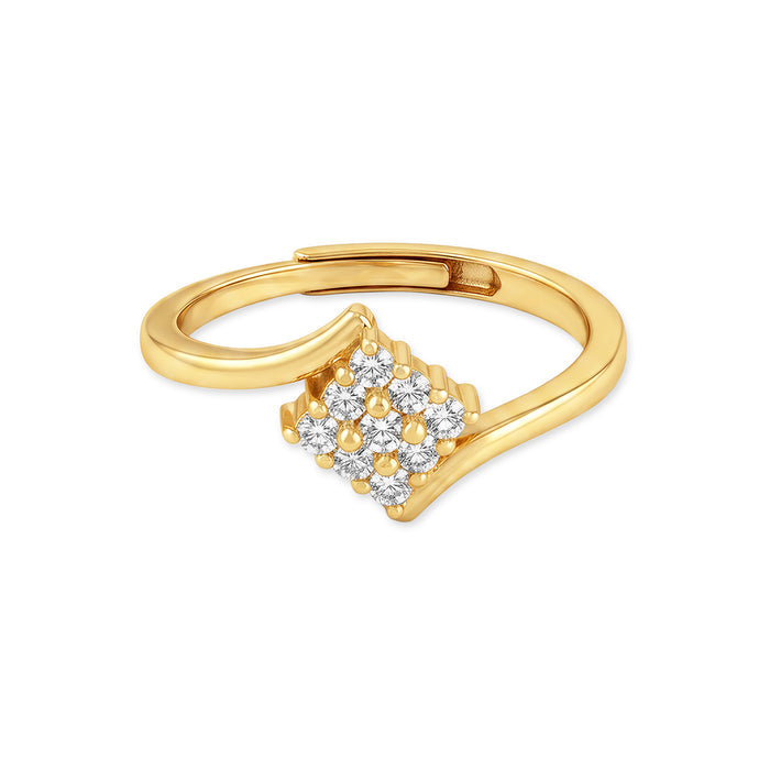 Radiant Glow CZ Gold Plated 925 Silver Womens Ring (Adjustable)