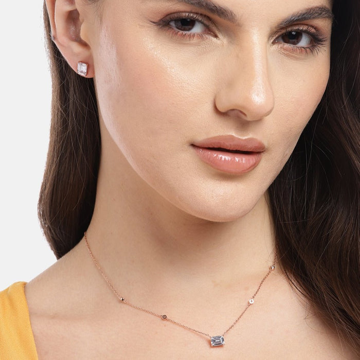 Radiant Glow Rose Gold-Plated CZ 925 Sterling Silver Jewelry Set