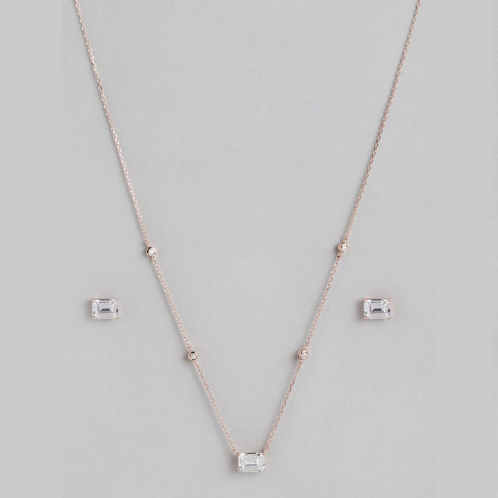 Radiant Glow Rose Gold-Plated CZ 925 Sterling Silver Jewelry Set