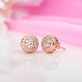 Radiant Halo Rose Gold-Plated Cubic Zirconia Circle Earrings