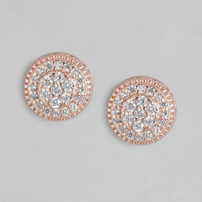 Radiant Halo Rose Gold-Plated Cubic Zirconia Circle Earrings