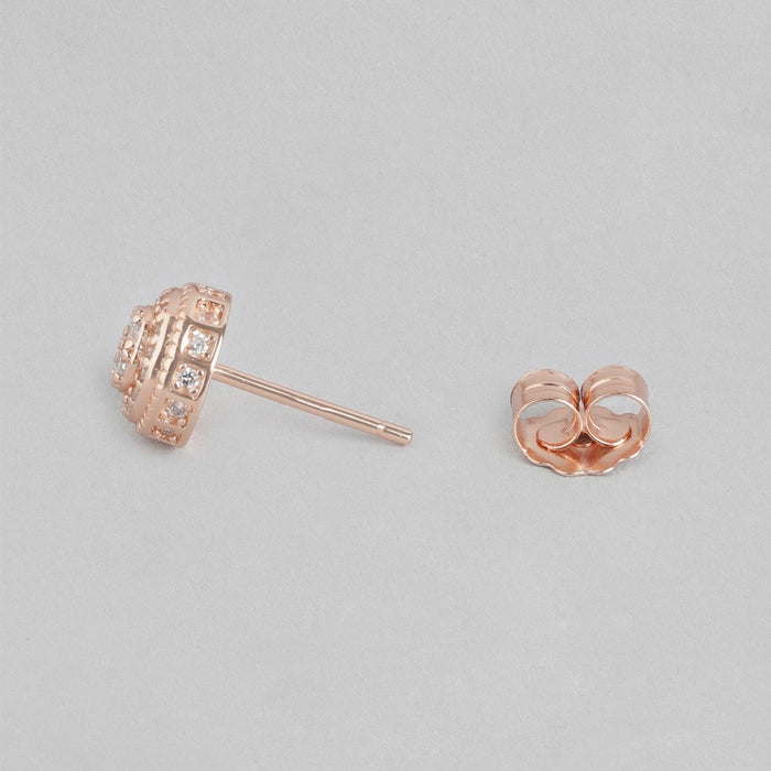Radiant Halo Rose Gold-Plated Cubic Zirconia Circle Earrings