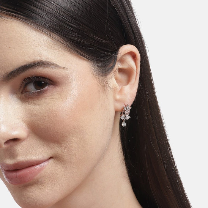 Radiant Harmony Rhodium & Rose Gold-Plated CZ Sterling Silver Drop Earrings