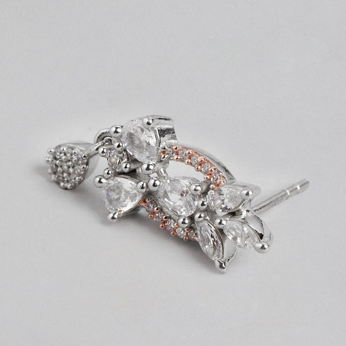 Radiant Harmony Rhodium & Rose Gold-Plated CZ Sterling Silver Drop Earrings