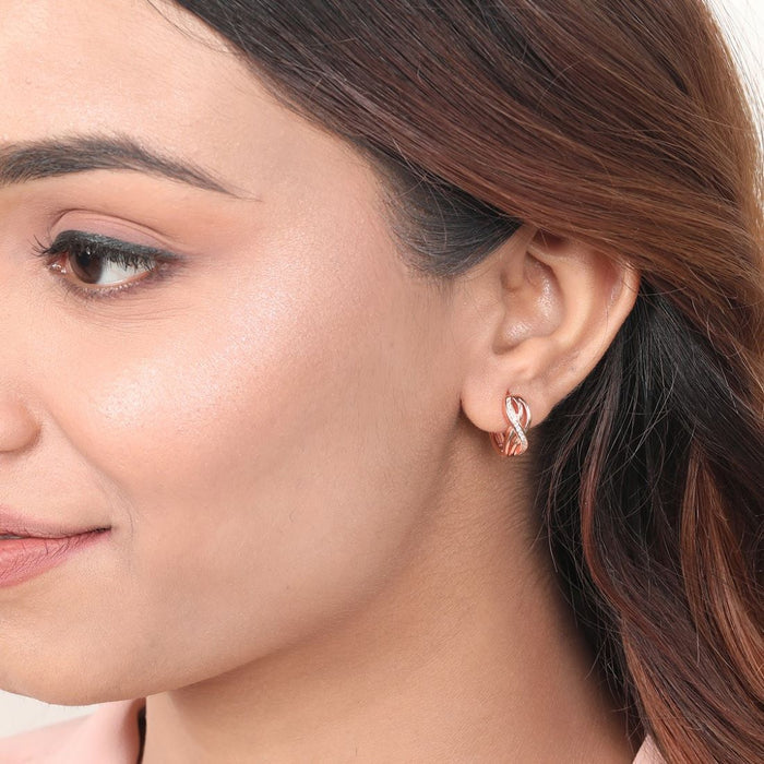 Radiant Hoops 925 Sterling Silver Rose Gold-Plated Earrings