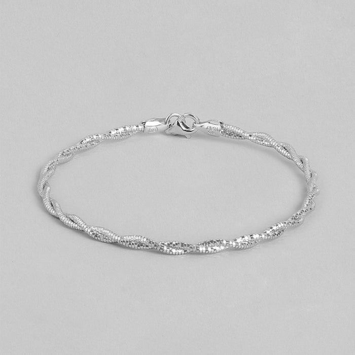 Radiant Interlace Rhodium-Plated 925 Sterling Silver Weave Bracelet