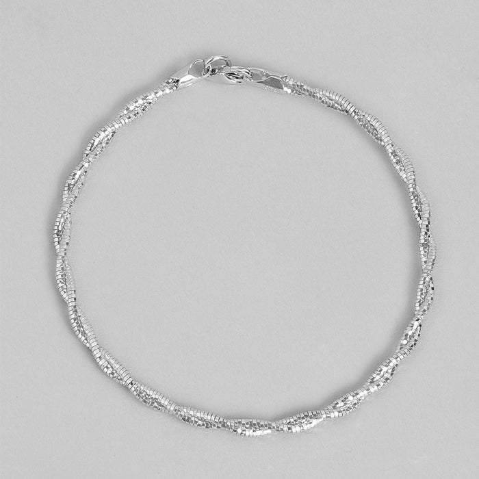 Radiant Interlace Rhodium-Plated 925 Sterling Silver Weave Bracelet