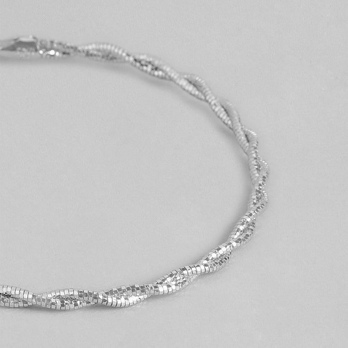 Radiant Interlace Rhodium-Plated 925 Sterling Silver Weave Bracelet