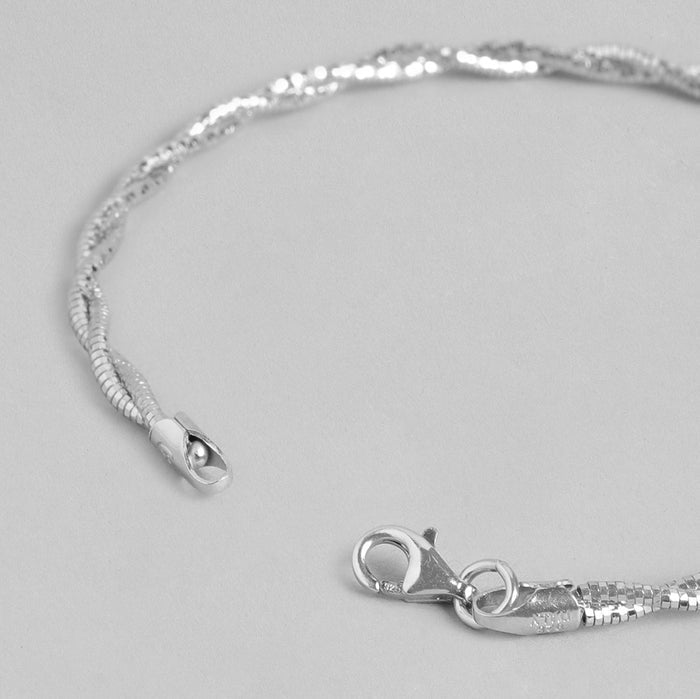 Radiant Interlace Rhodium-Plated 925 Sterling Silver Weave Bracelet