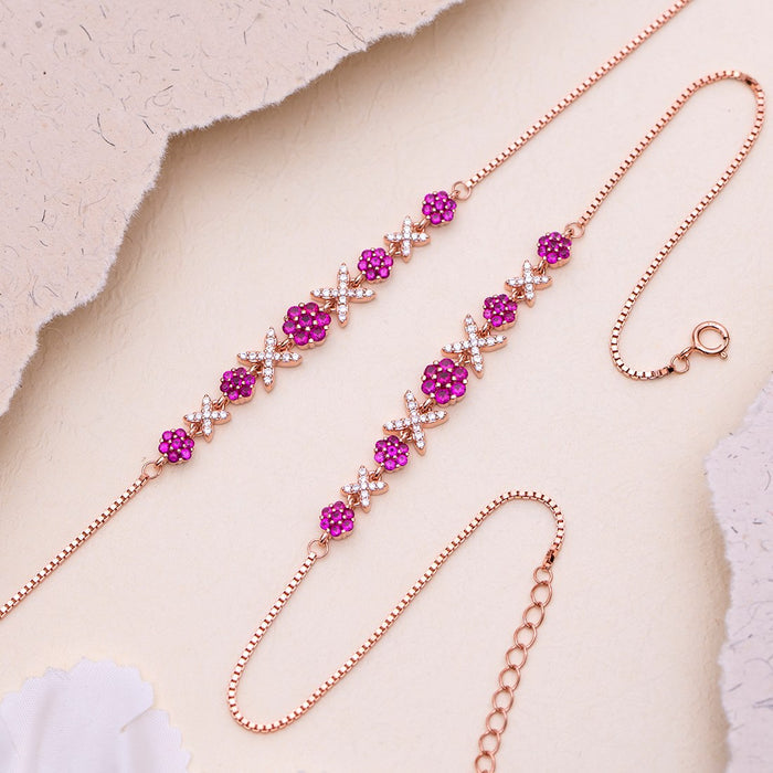 Radiant Links Rose Gold Plated 925 Sterling Silver Anklet
