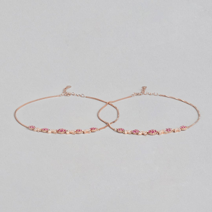 Radiant Links Rose Gold Plated 925 Sterling Silver Anklet