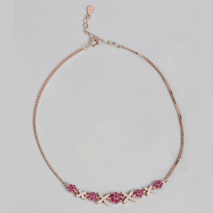 Radiant Links Rose Gold Plated 925 Sterling Silver Anklet